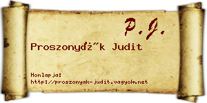 Proszonyák Judit névjegykártya